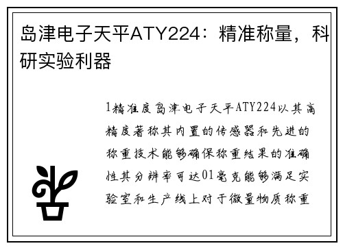 岛津电子天平ATY224：精准称量，科研实验利器